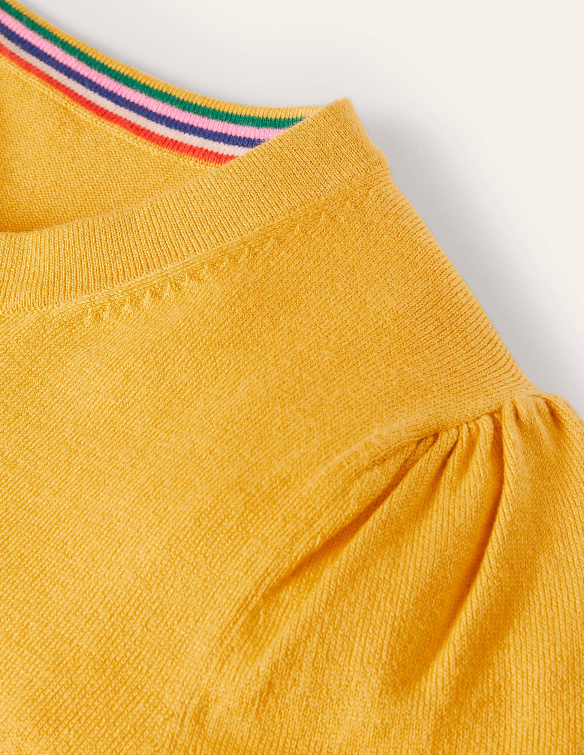 Cotton Crew Neck Cardigan-Honey Gold-6