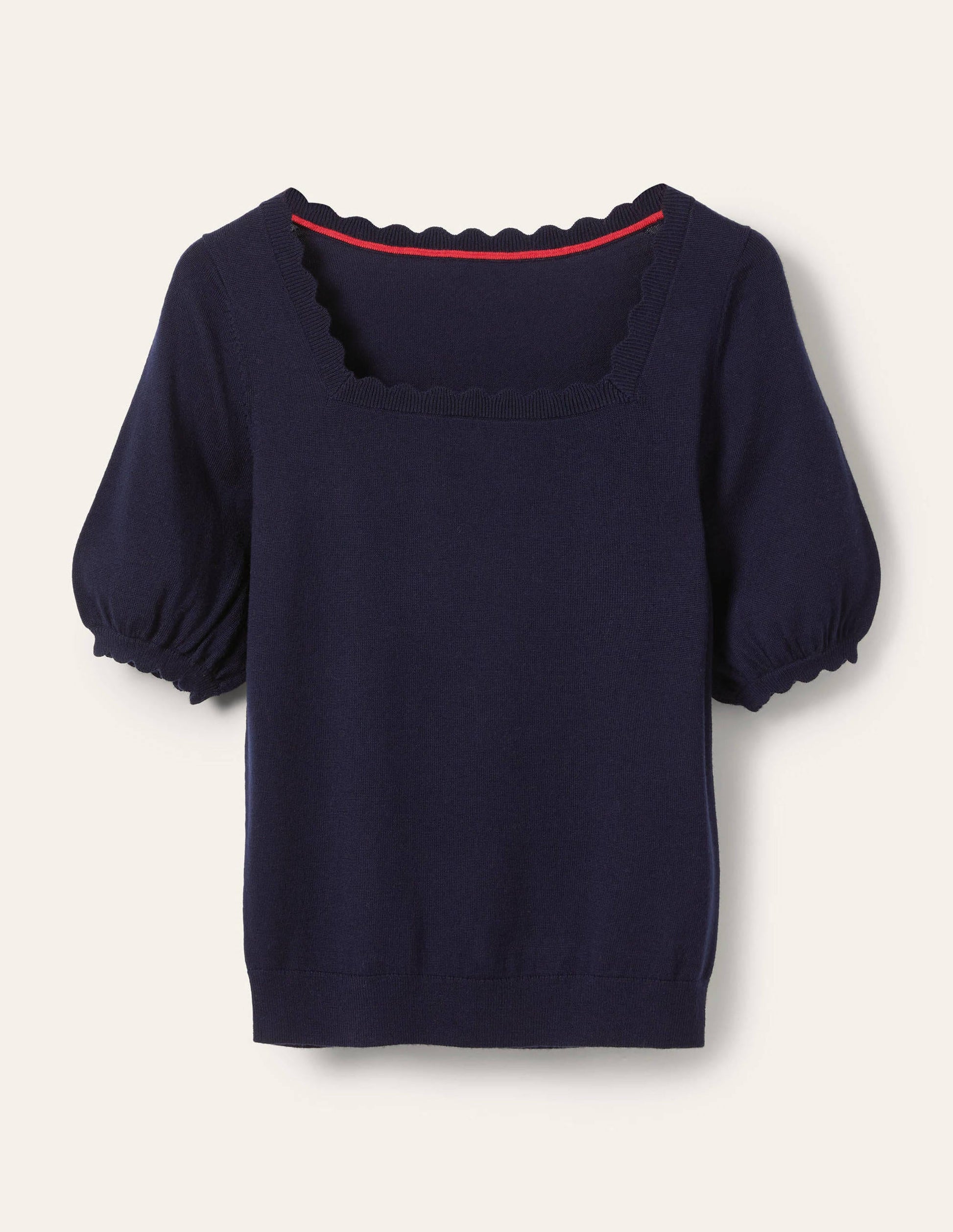 Strickoberteil aus Merinowolle mit Muschelausschnitt-Marineblau-5