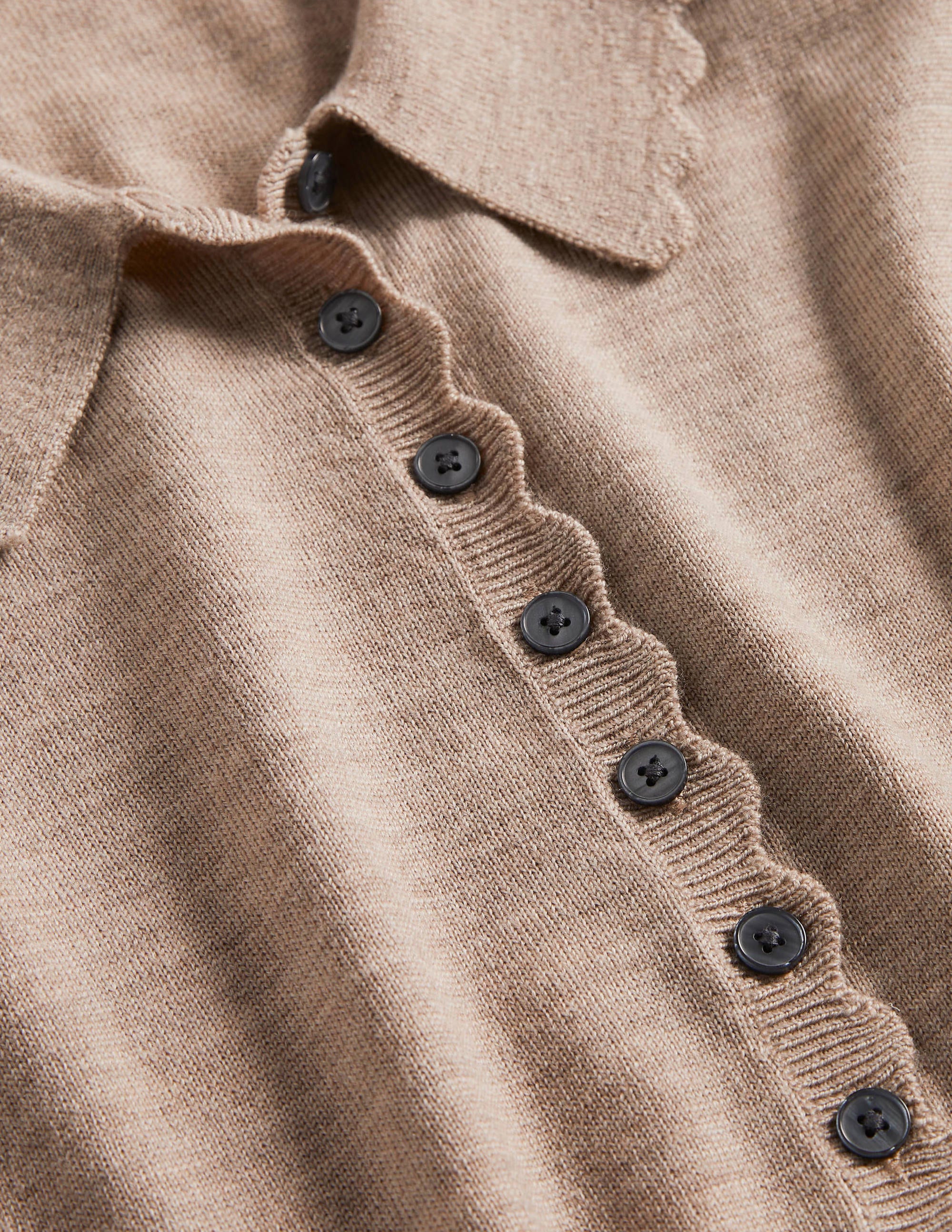 Merino Scallop Collar Jumper-Mink Melange - Image 6