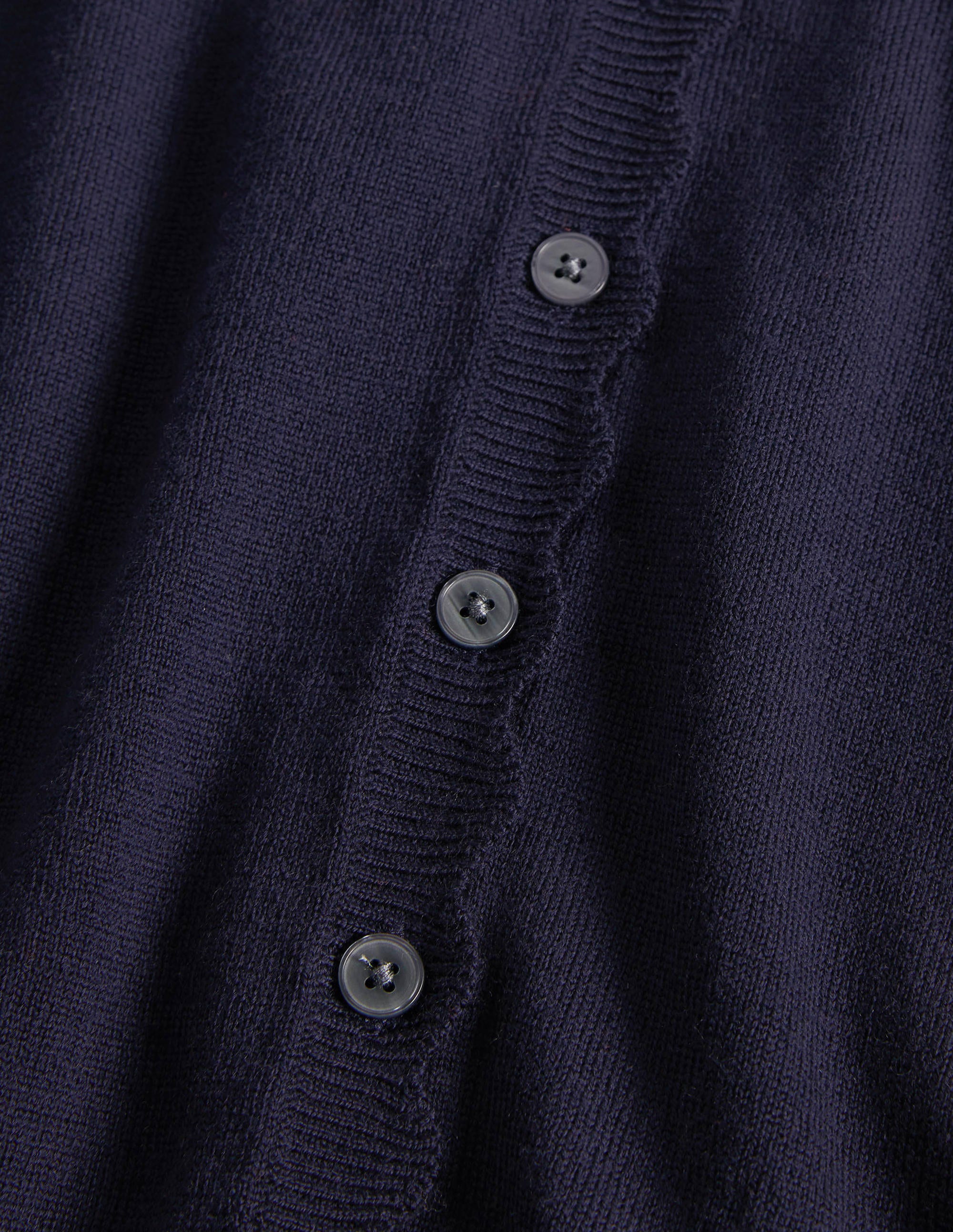 Cardigan festonné en laine mérinos-Bleu marine - Image 6