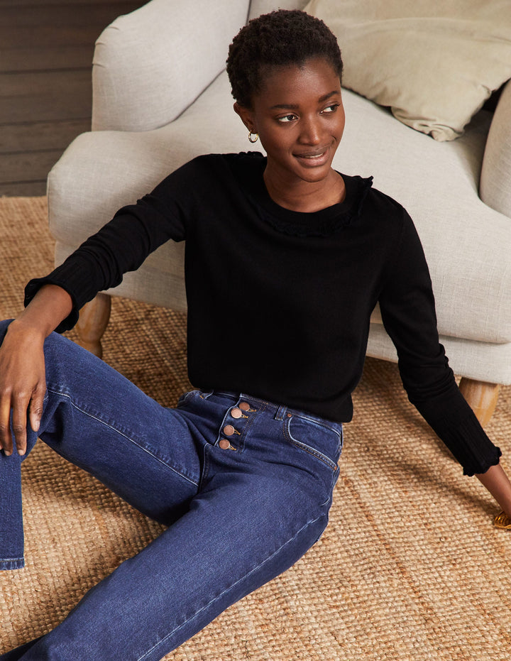 Aimee Pointelle-Pullover-Schwarz