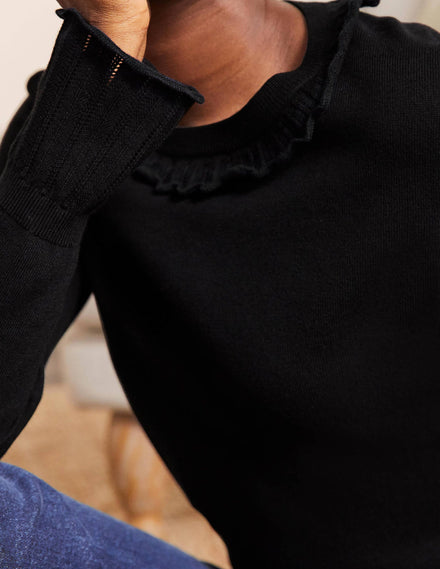 Aimee Pointelle-Pullover-Schwarz