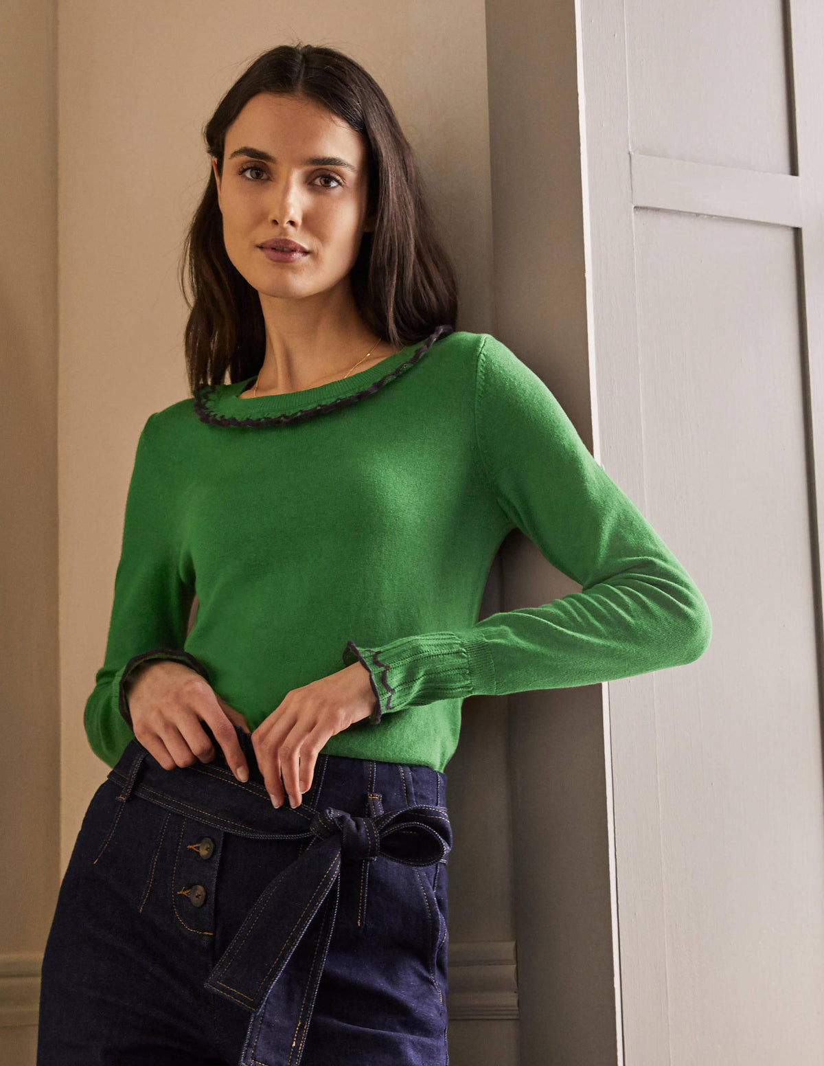 Aimee Pointelle-Pullover-Tannengrün - Image 1