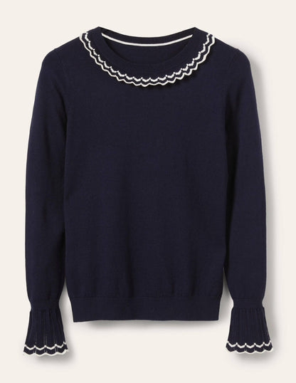 Aimee Pointelle-Pullover-Marineblau-5