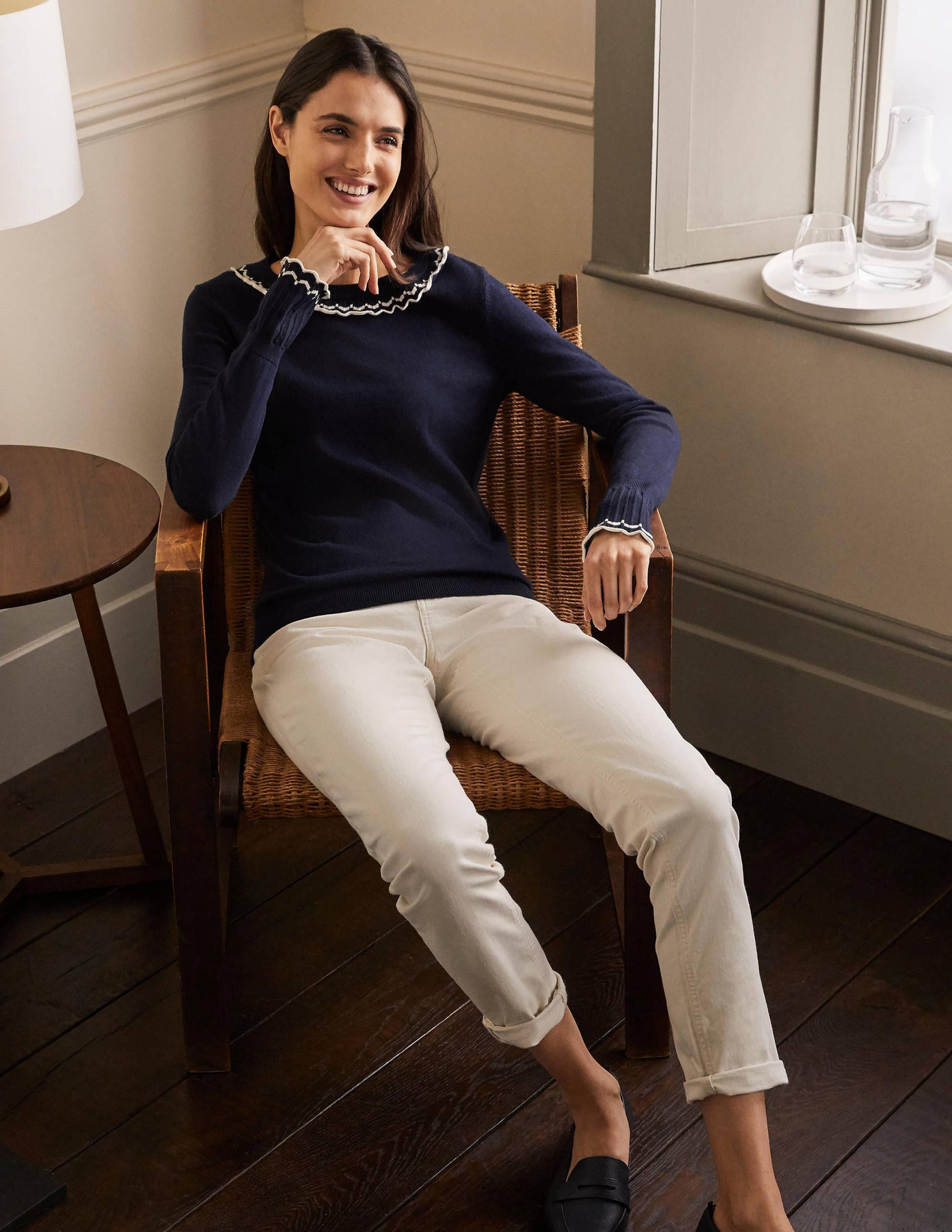 Aimee Pointelle-Pullover-Marineblau-4