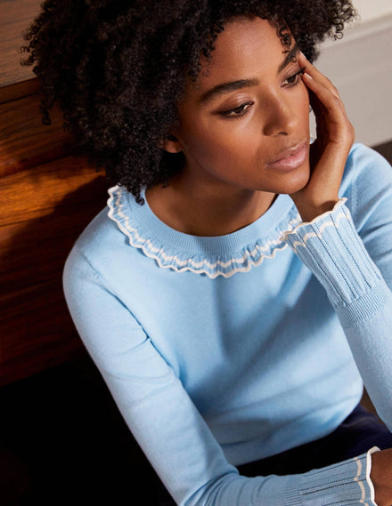 Aimee Pointelle-Pullover-Eisblau