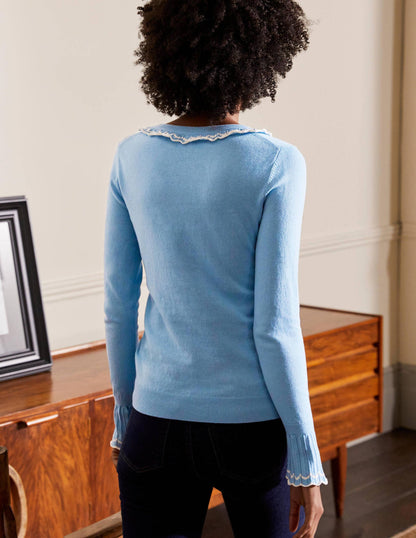Aimee Pointelle-Pullover-Eisblau