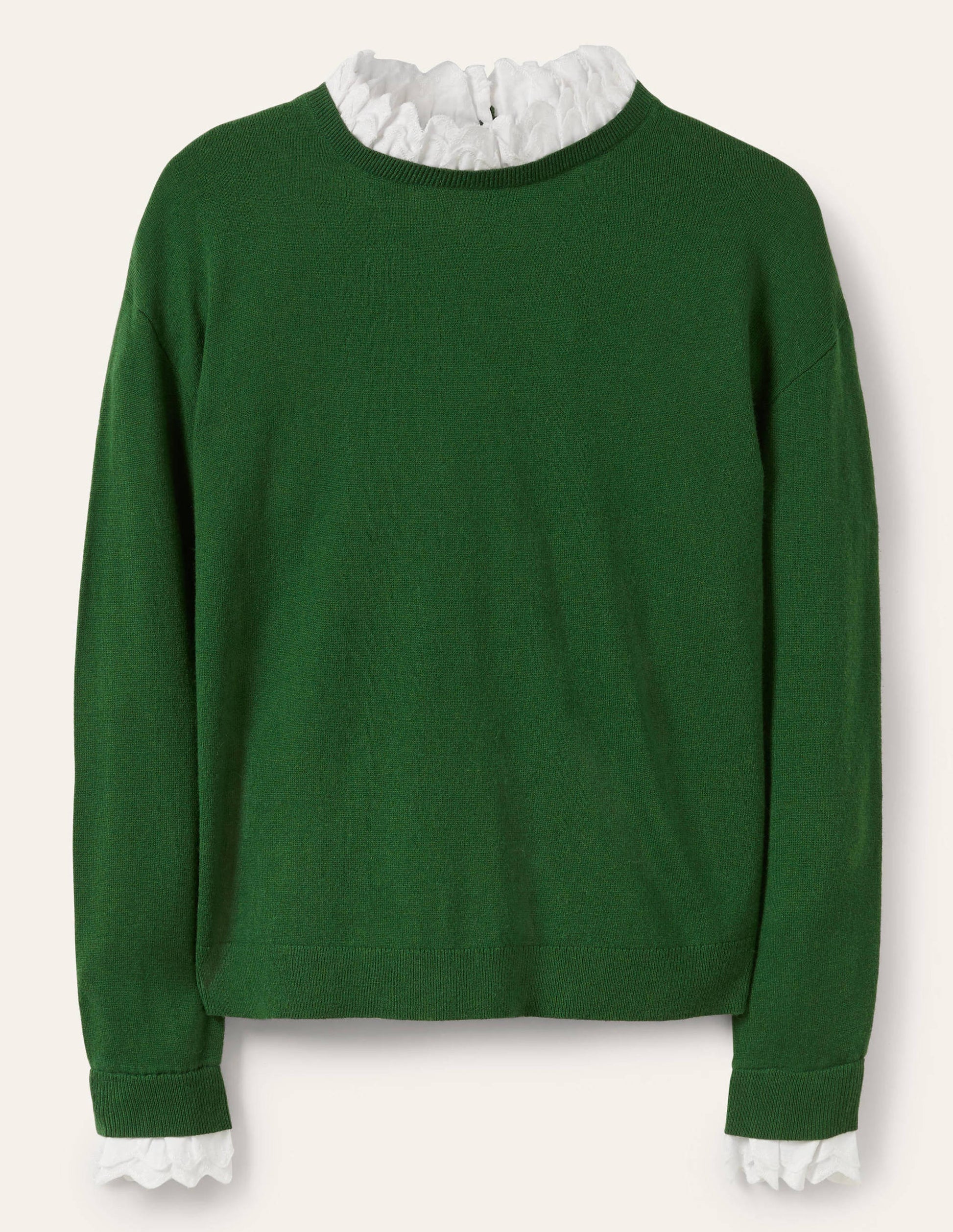 Lydia Woven Frill Jumper-Conifer-4