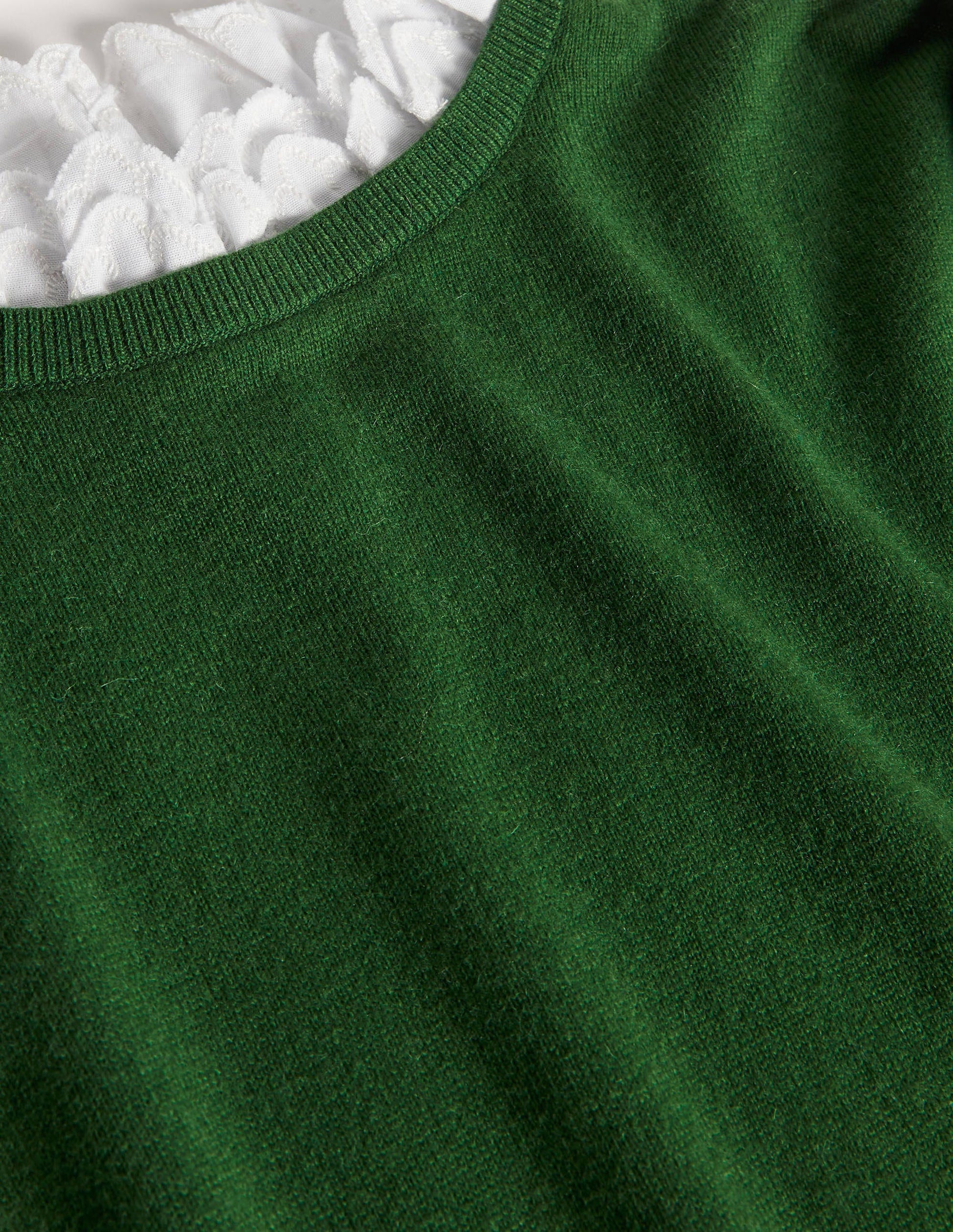 Lydia Woven Frill Jumper-Conifer-5