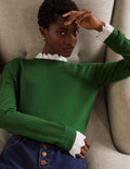Lydia Woven Frill Jumper-Conifer