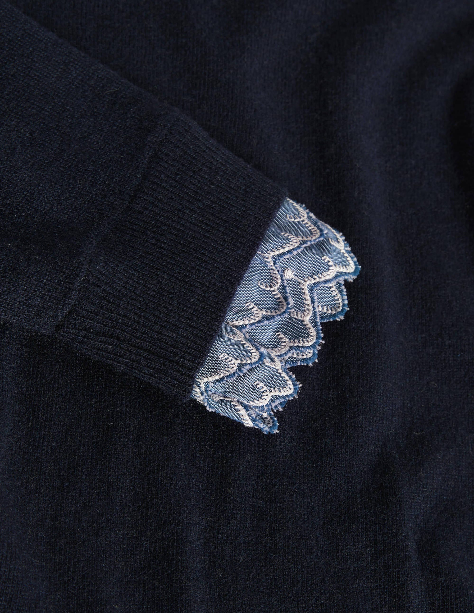 Lydia Webpullover mit Rüschen-Marineblau - Image 6