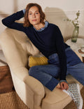 Lydia Webpullover mit Rüschen-Marineblau