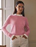Lydia Webpullover mit Rüschen-Kirschblütenrosa