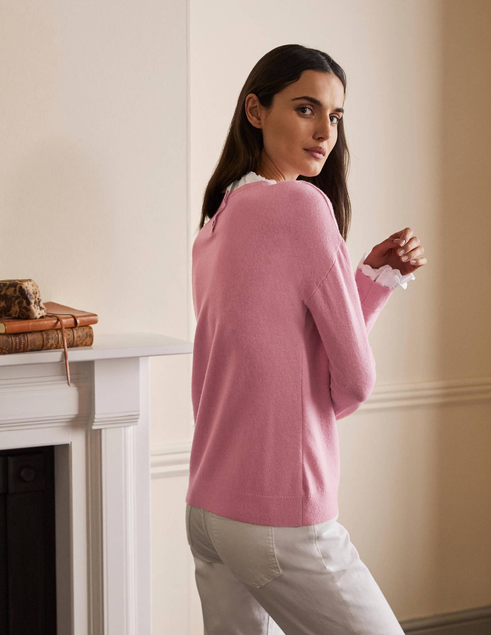Lydia Webpullover mit Rüschen-Kirschblütenrosa - Image 3