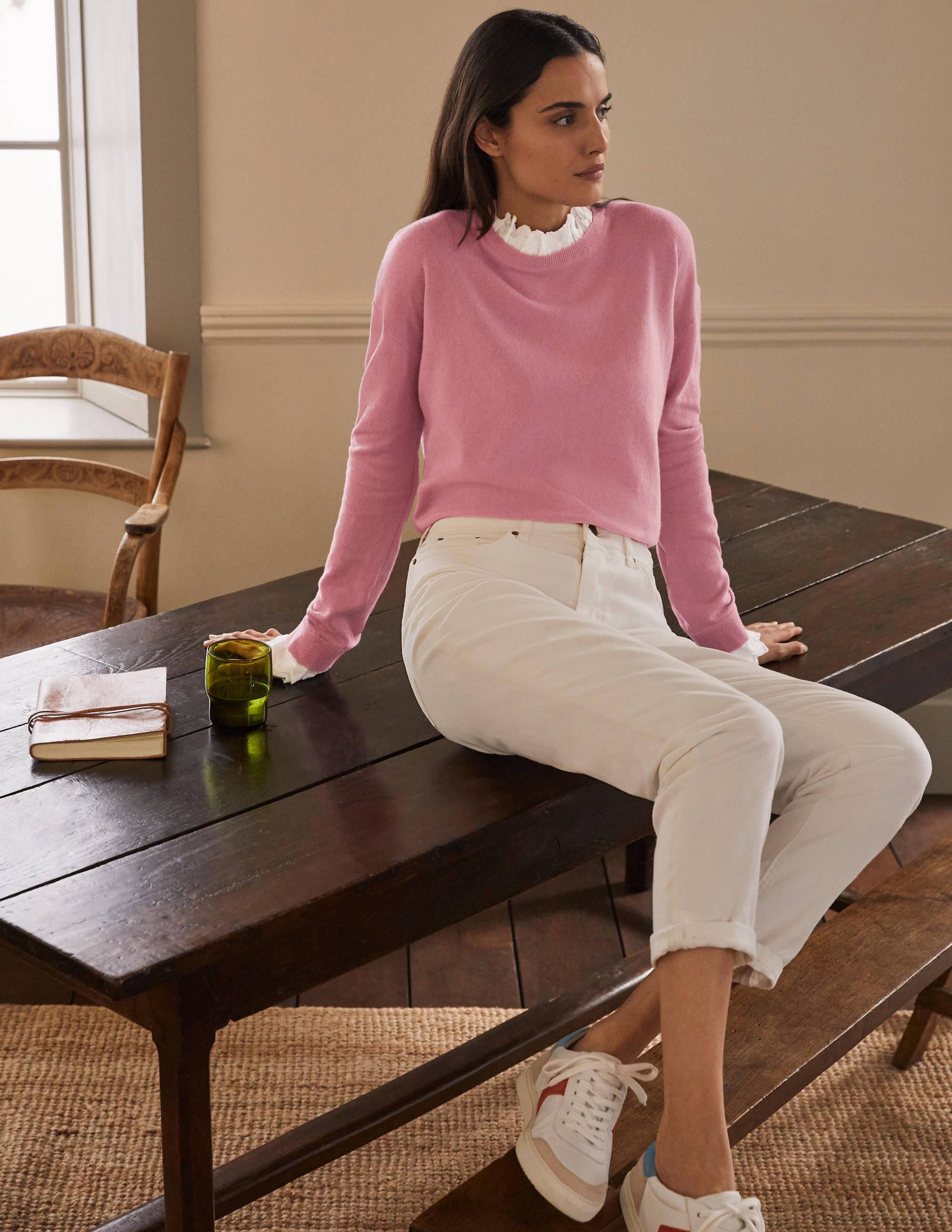 Lydia Webpullover mit Rüschen-Kirschblütenrosa - Image 4