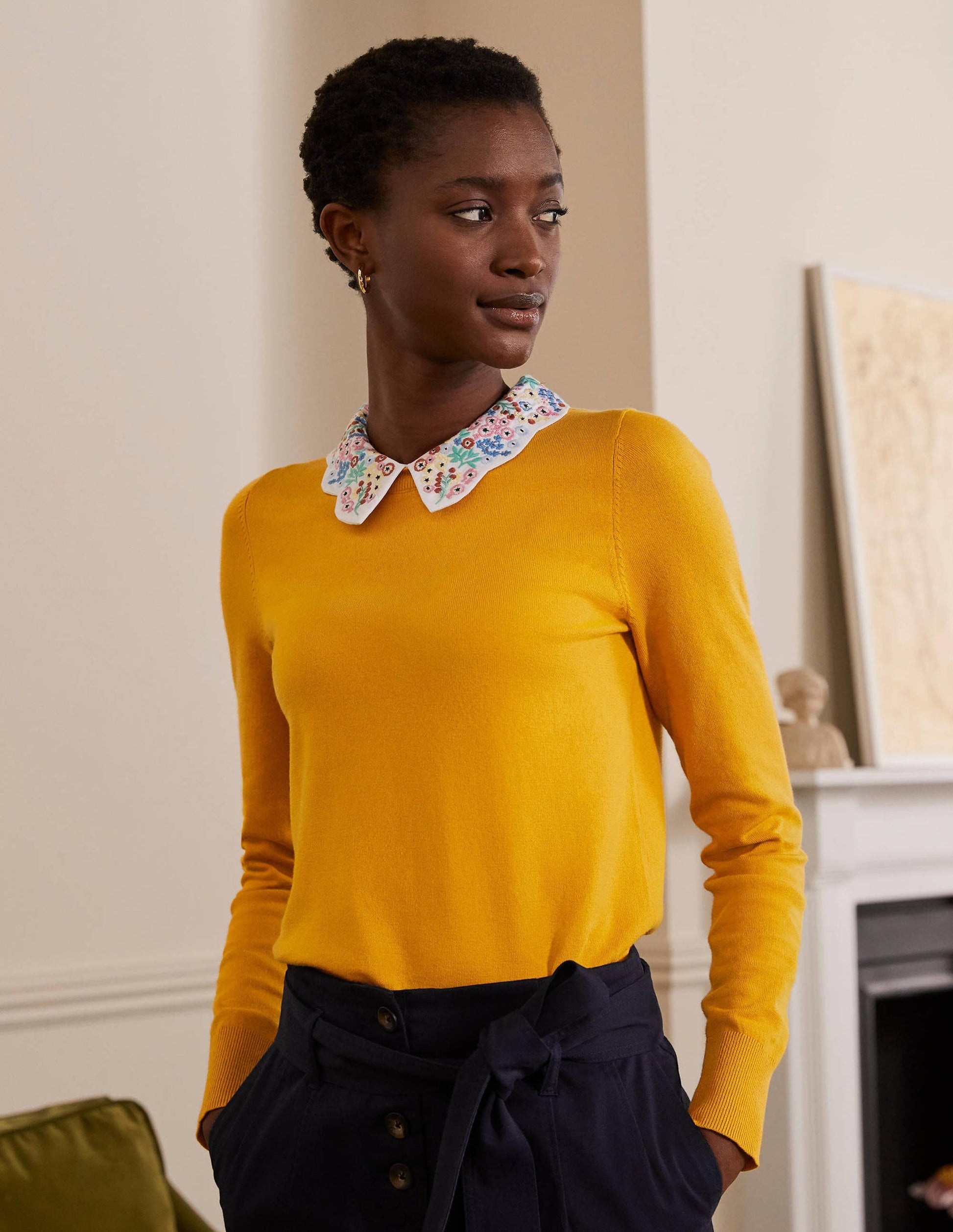 Colette Pullover mit Kragen-Sonnengelb-1
