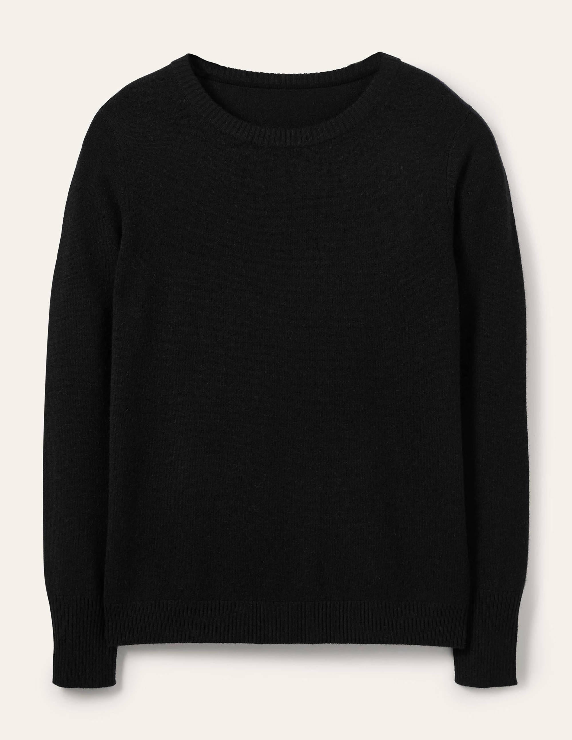 Pull col rond en cachemire-Noir - Image 5