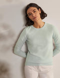 Kaschmirpullover mit Rundhalsausschnitt-Aquamarinblau