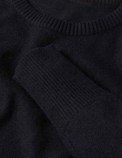 Kaschmirpullover mit Rundhalsausschnitt-Marineblau-6