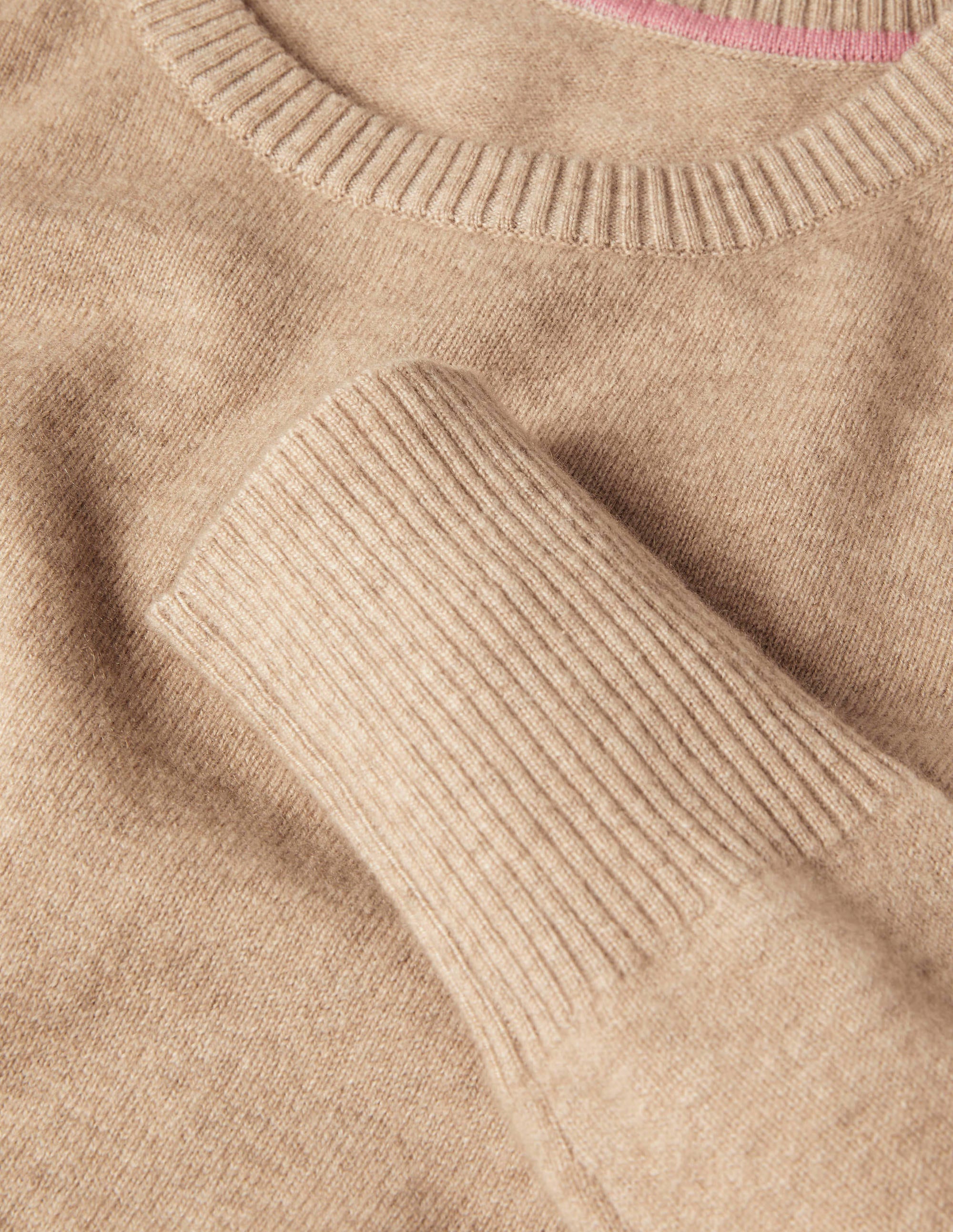 Kaschmirpullover mit Rundhalsausschnitt-Mausbraun Melange - Image 6