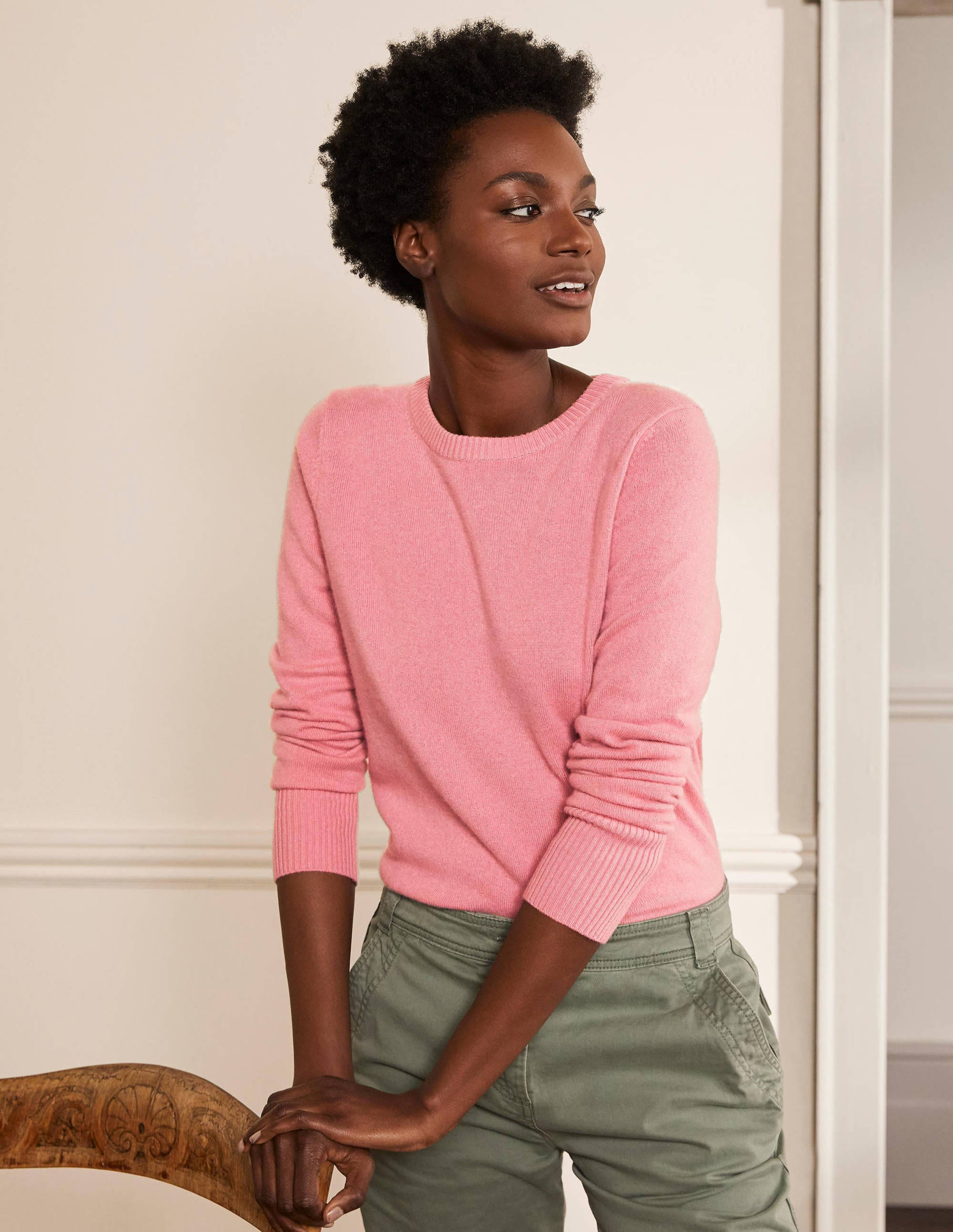 Kaschmirpullover mit Rundhalsausschnitt-Kirschblütenrosa - Image 1