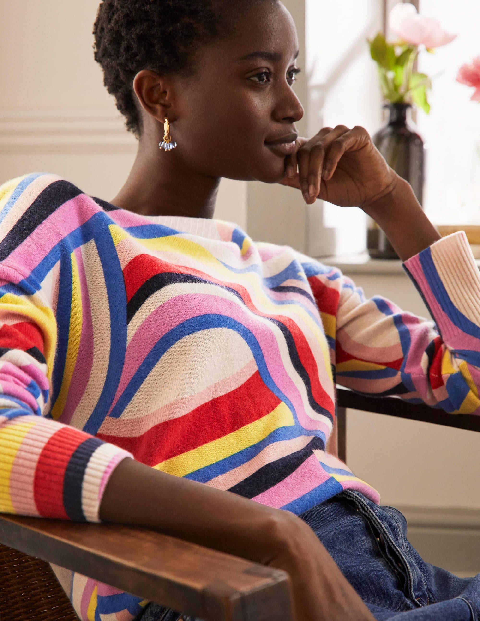 Margot Kaschmirpullover-Perlmutt, Abstrakter Regenbogen - Image 2