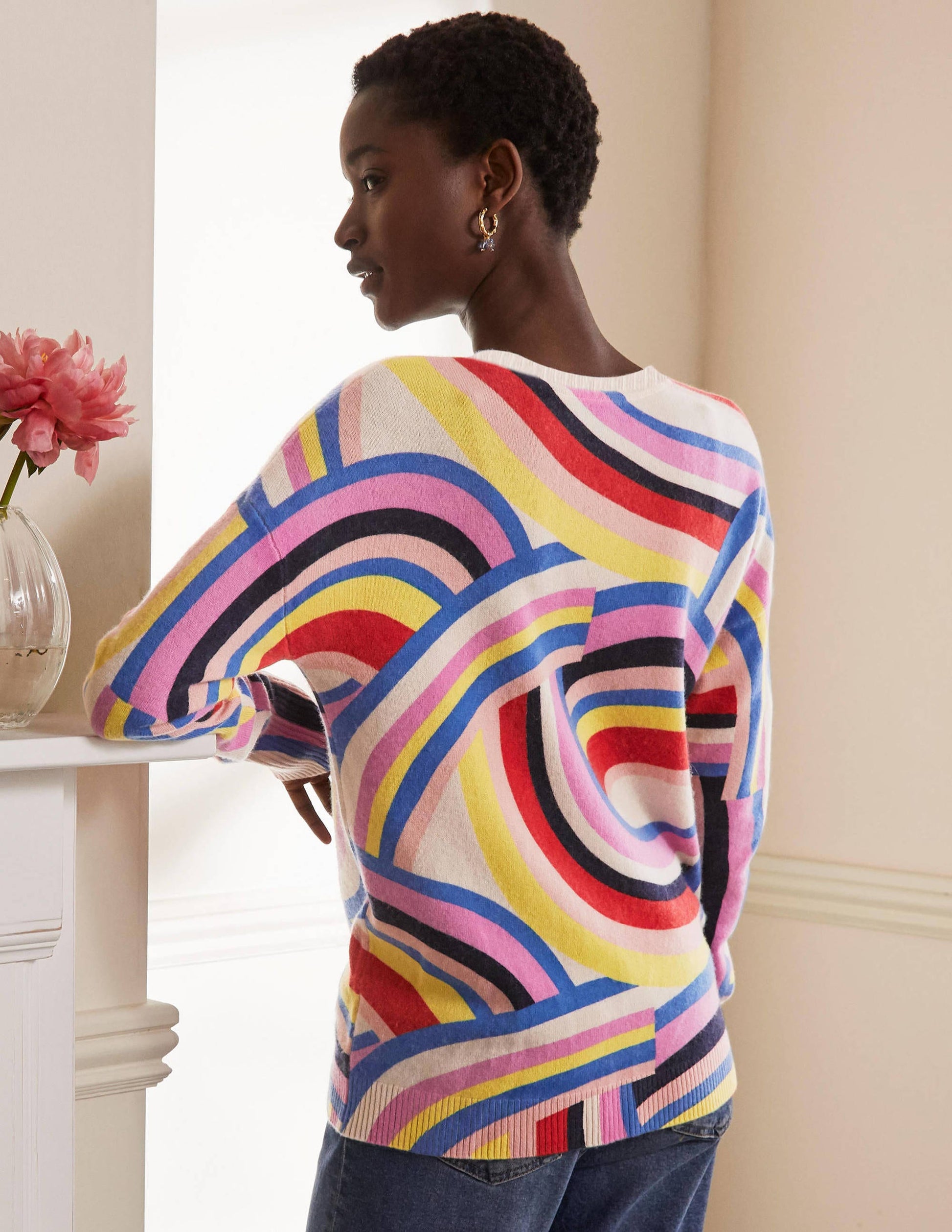 Margot Kaschmirpullover-Perlmutt, Abstrakter Regenbogen-3