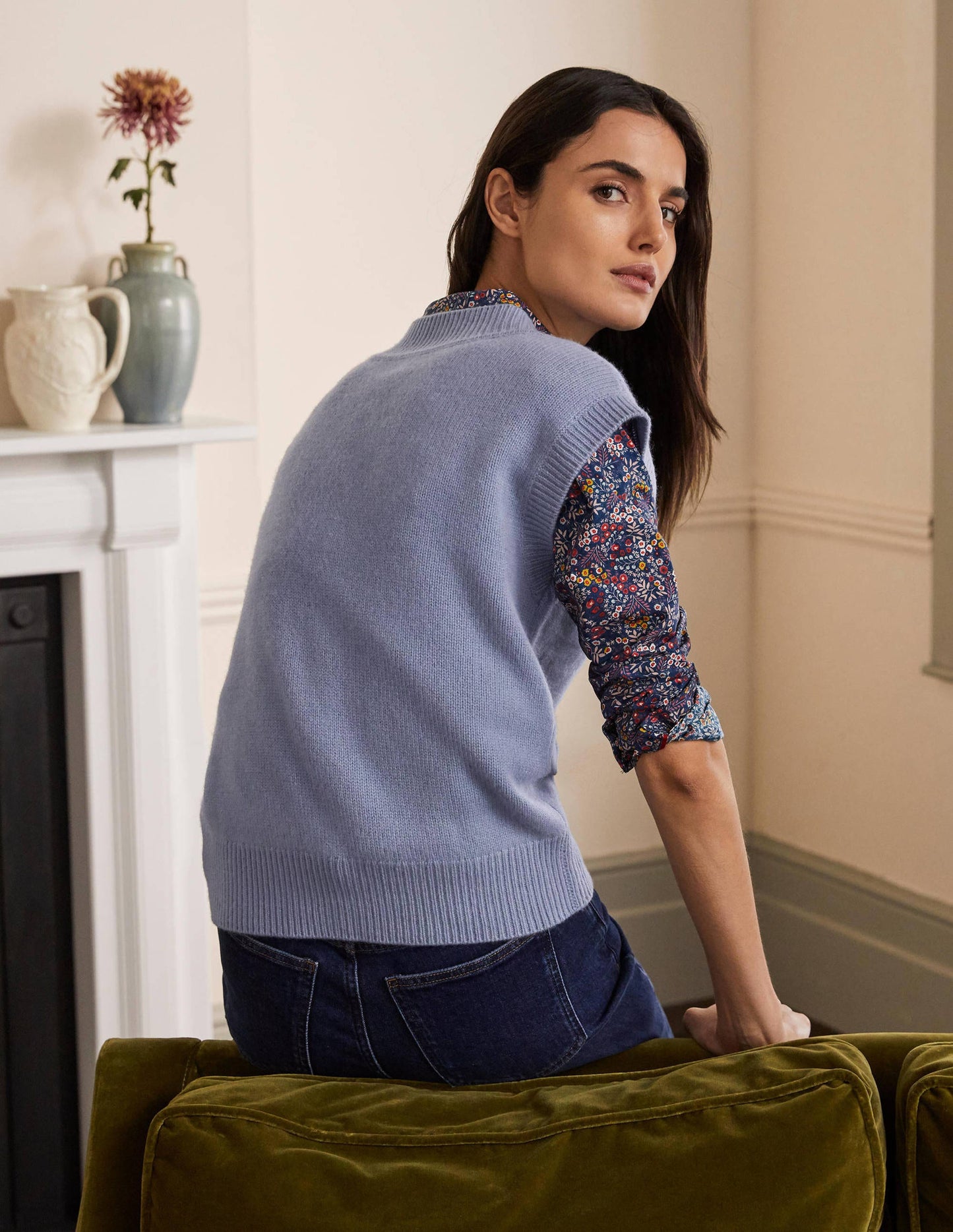 Lässiges Kaschmirtop-Helles Lapisblau