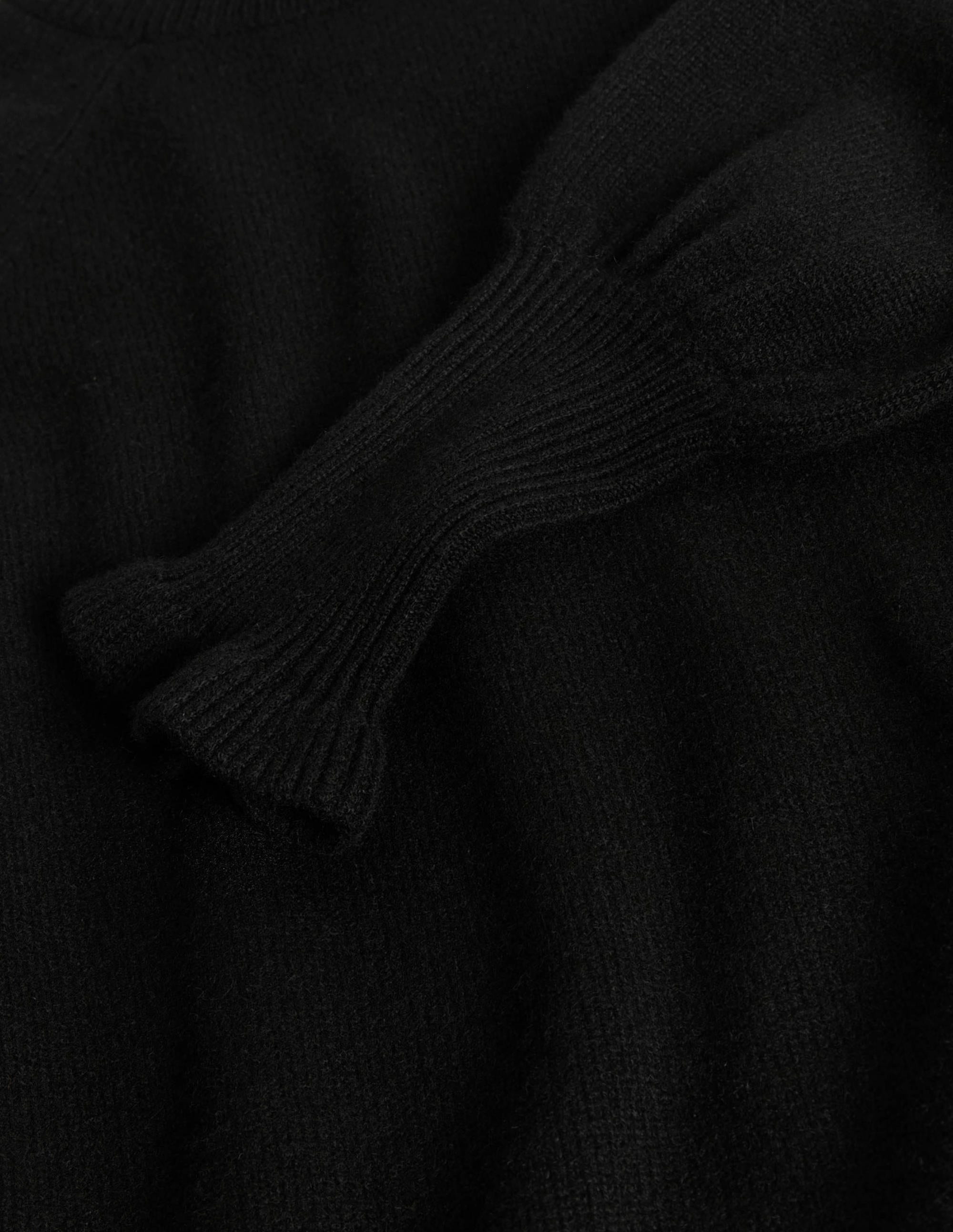 Kaschmirpullover mit Rüschenausschnitt-Schwarz - Image 6