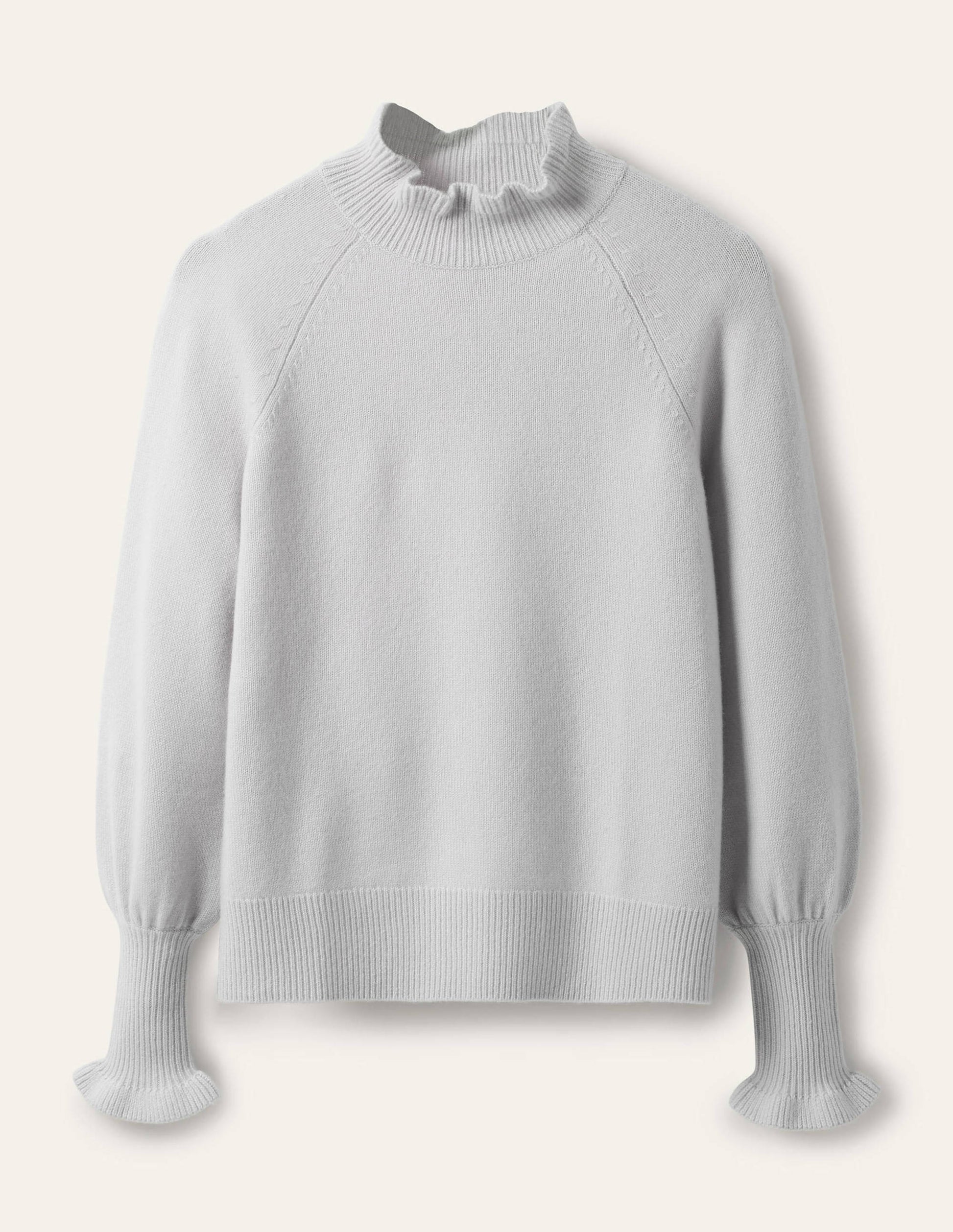 Kaschmirpullover mit Rüschenausschnitt-Helles Himmelblau-5