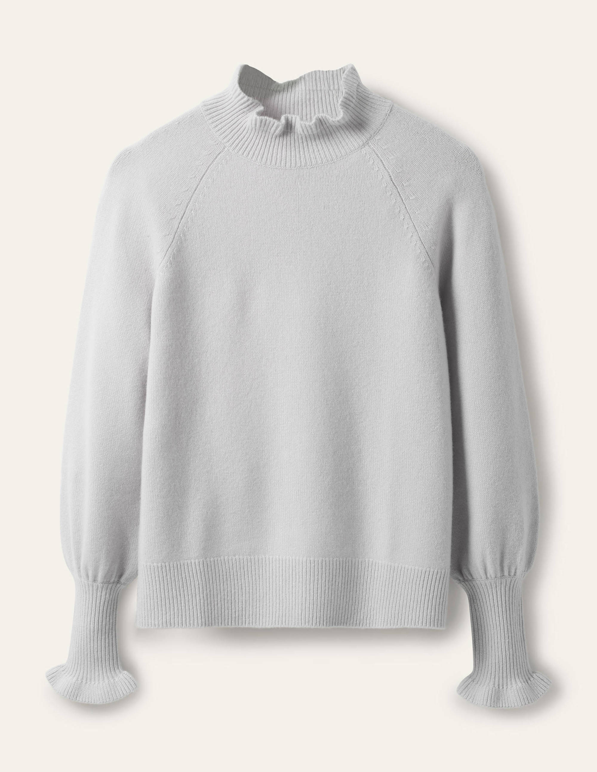Kaschmirpullover mit Rüschenausschnitt-Helles Himmelblau - Image 5