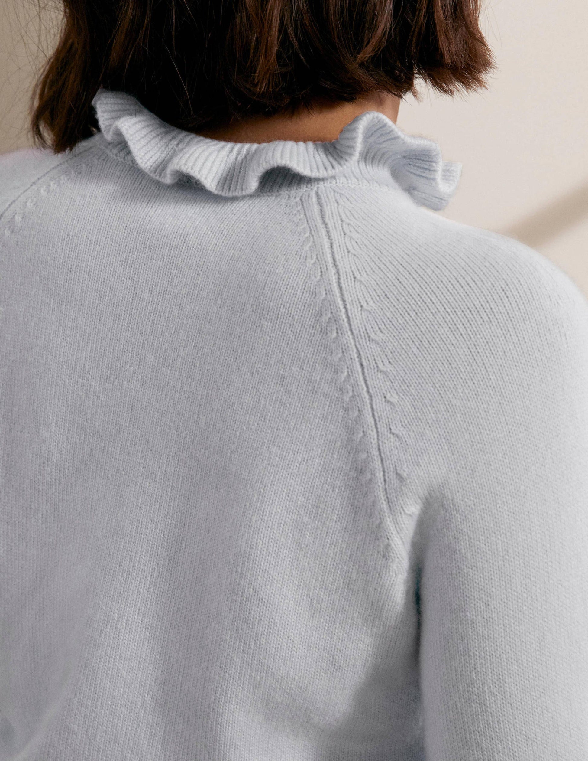 Kaschmirpullover mit Rüschenausschnitt-Helles Himmelblau-2