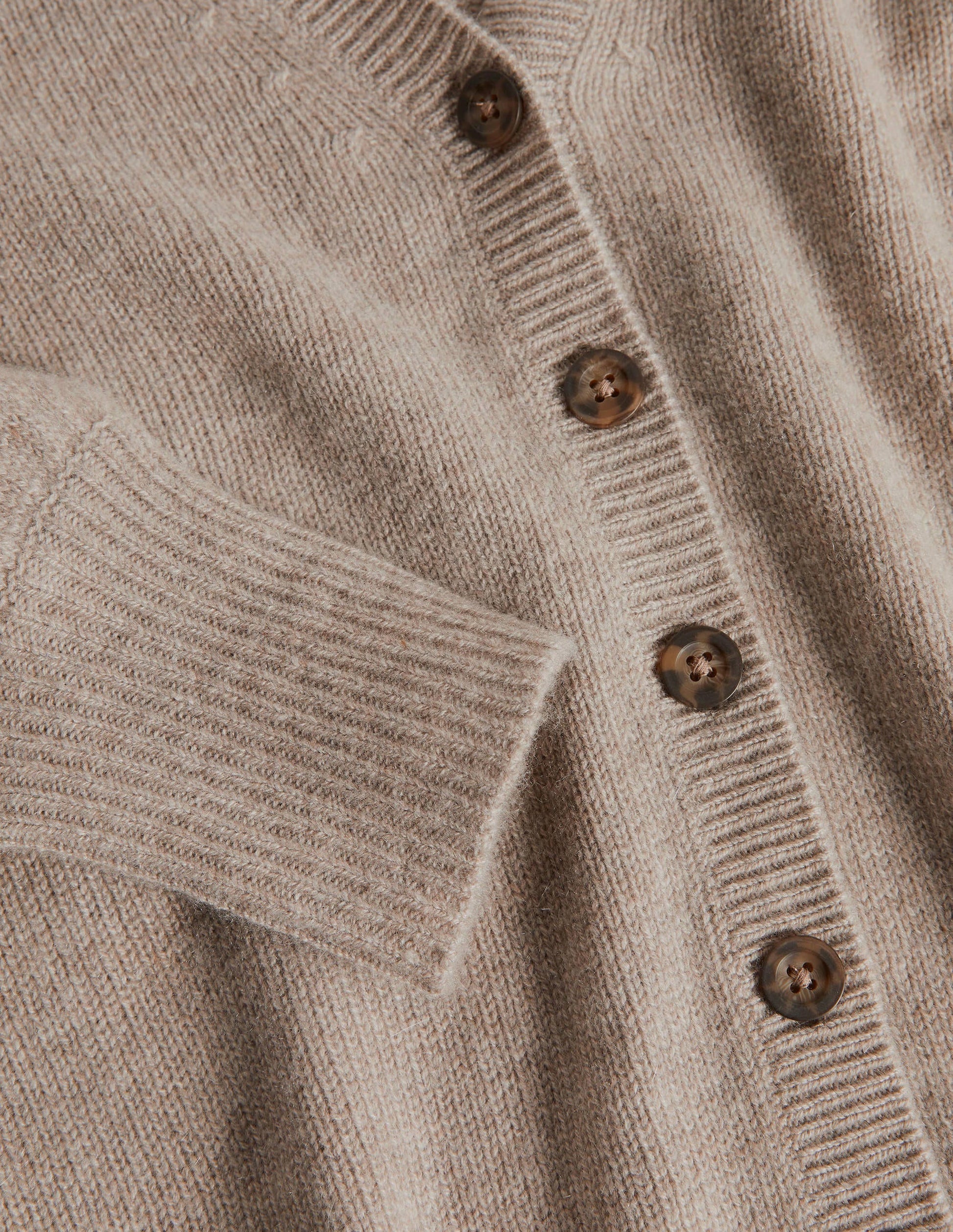 Cashmere Pleat Detail Cardigan-Mink Melange-6