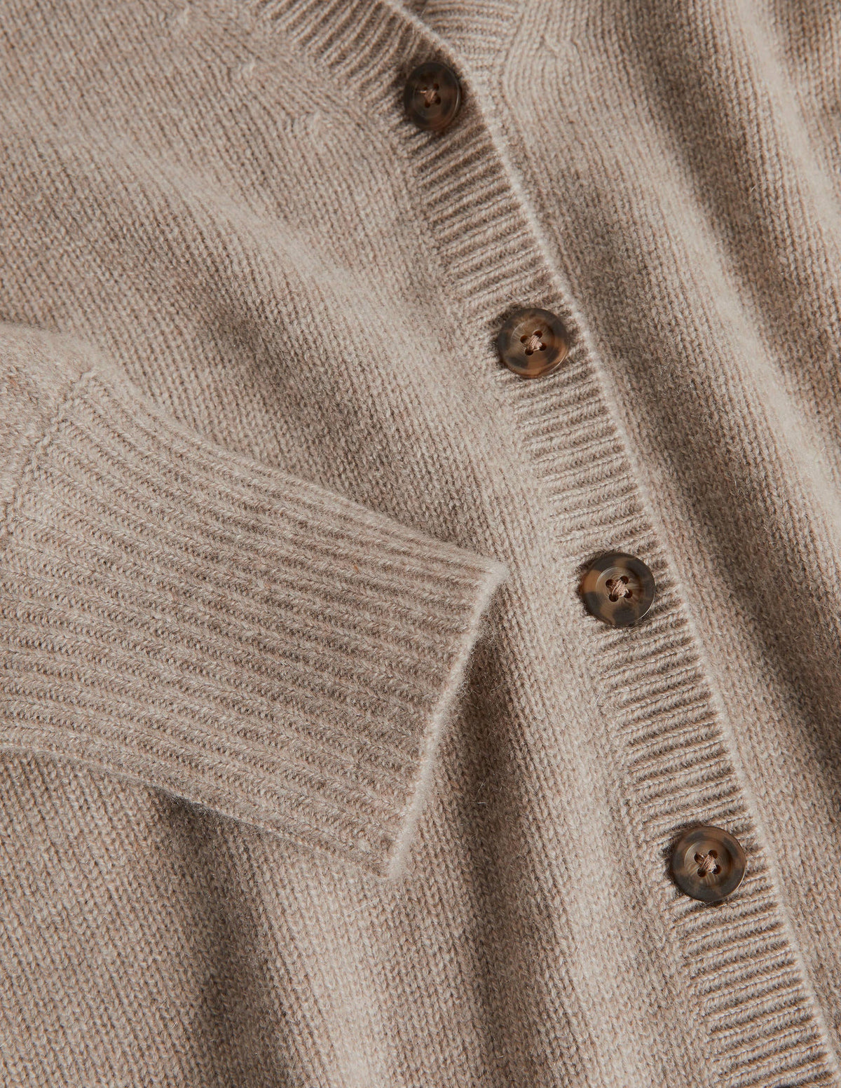 Cashmere Pleat Detail Cardigan-Mink Melange - Image 6