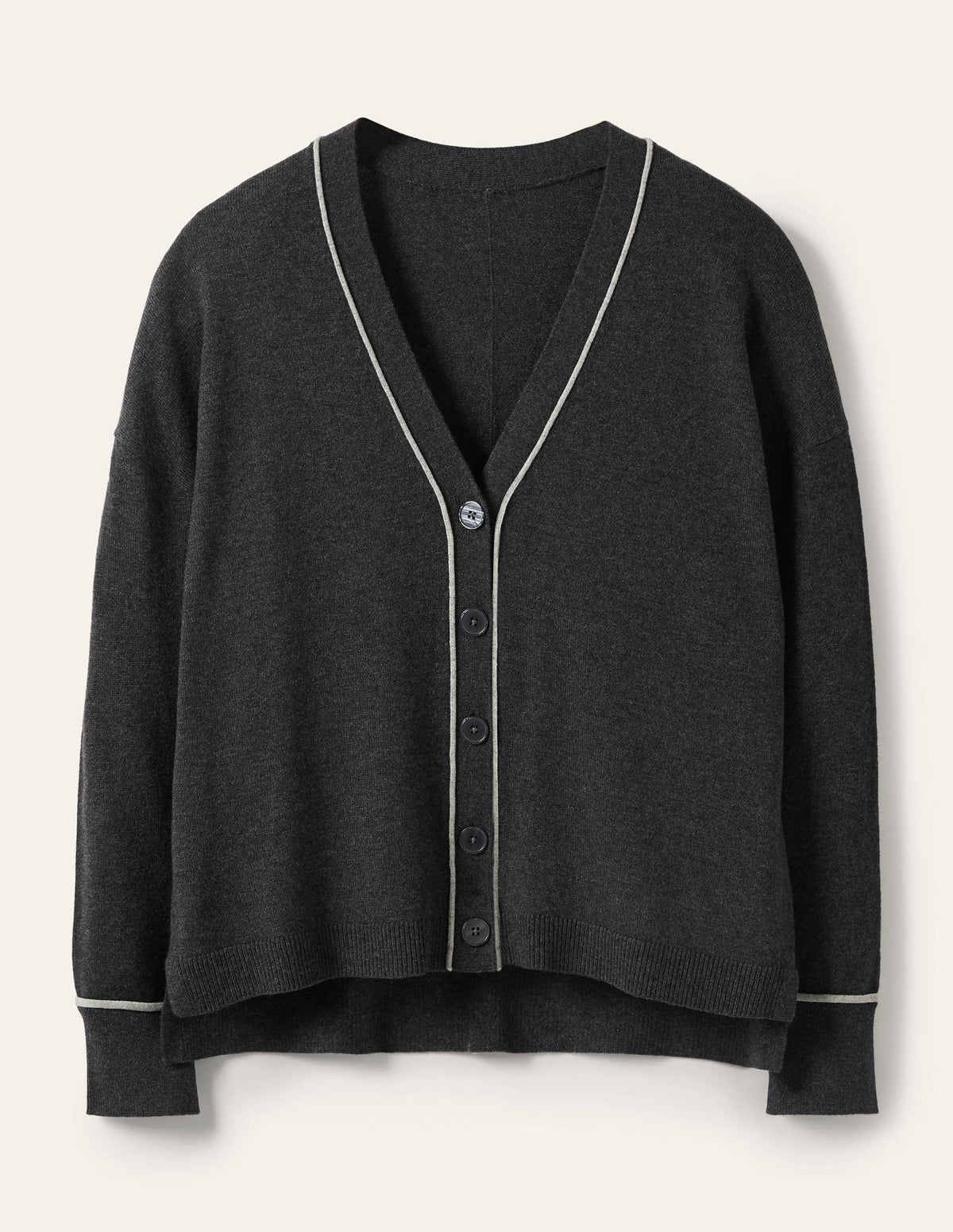 Lässiger Cardigan mit V-Ausschnitt-Anthrazit Melange - Image 5