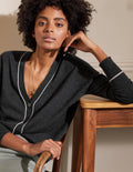 Lässiger Cardigan mit V-Ausschnitt-Anthrazit Melange