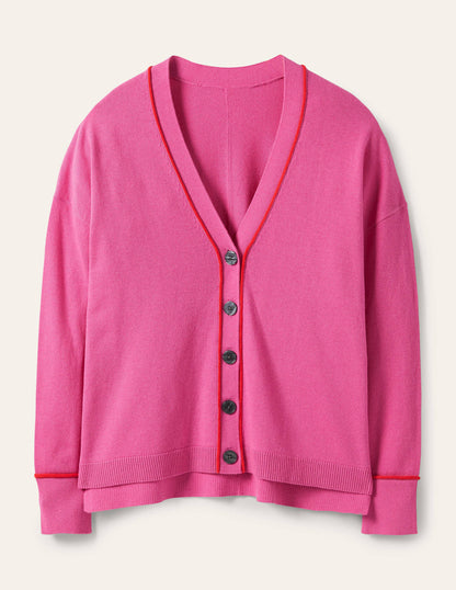 Lässiger Cardigan mit V-Ausschnitt-Zuckerstangenrosa-5