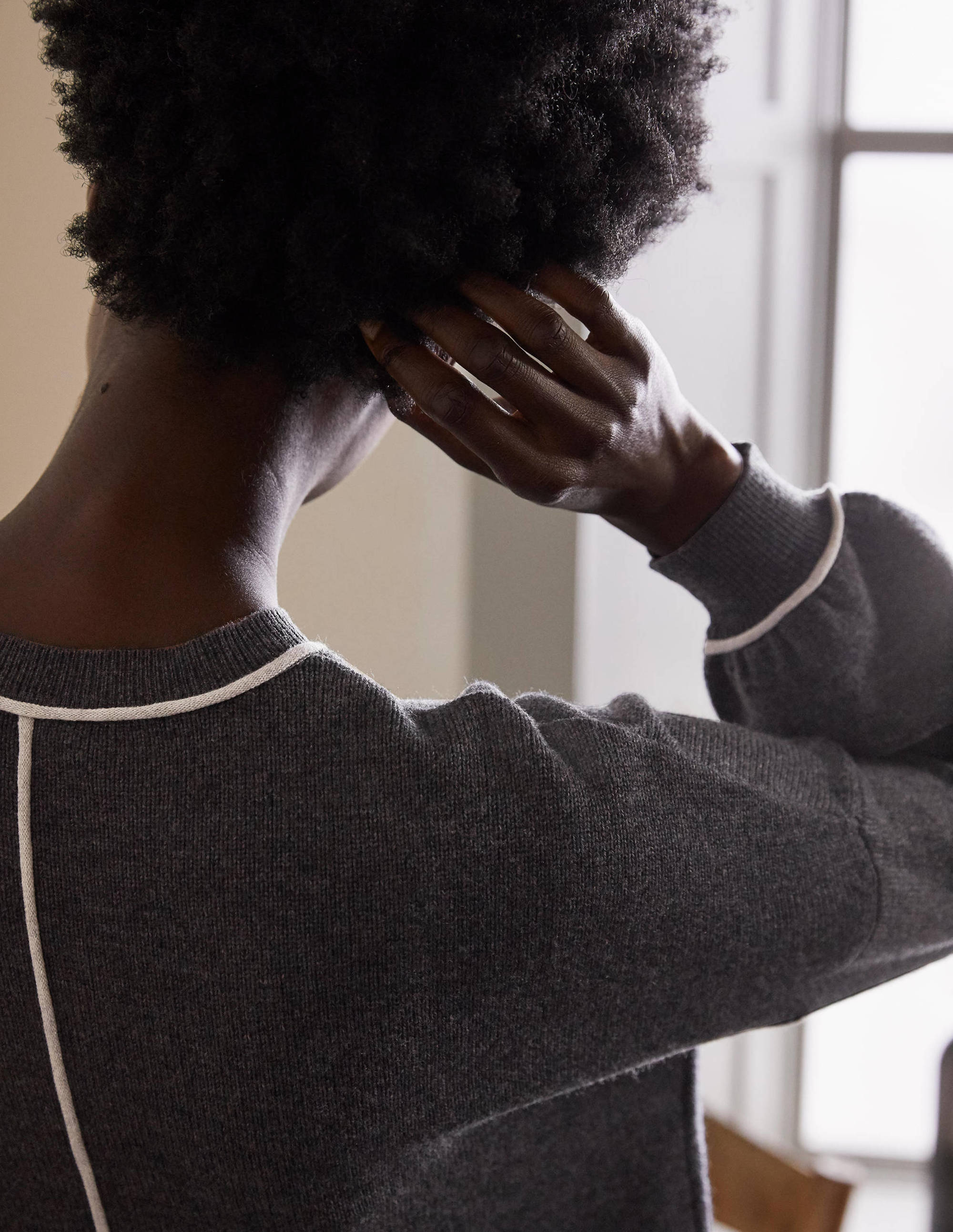 Pull col rond oversize-Anthracite chiné - Image 2