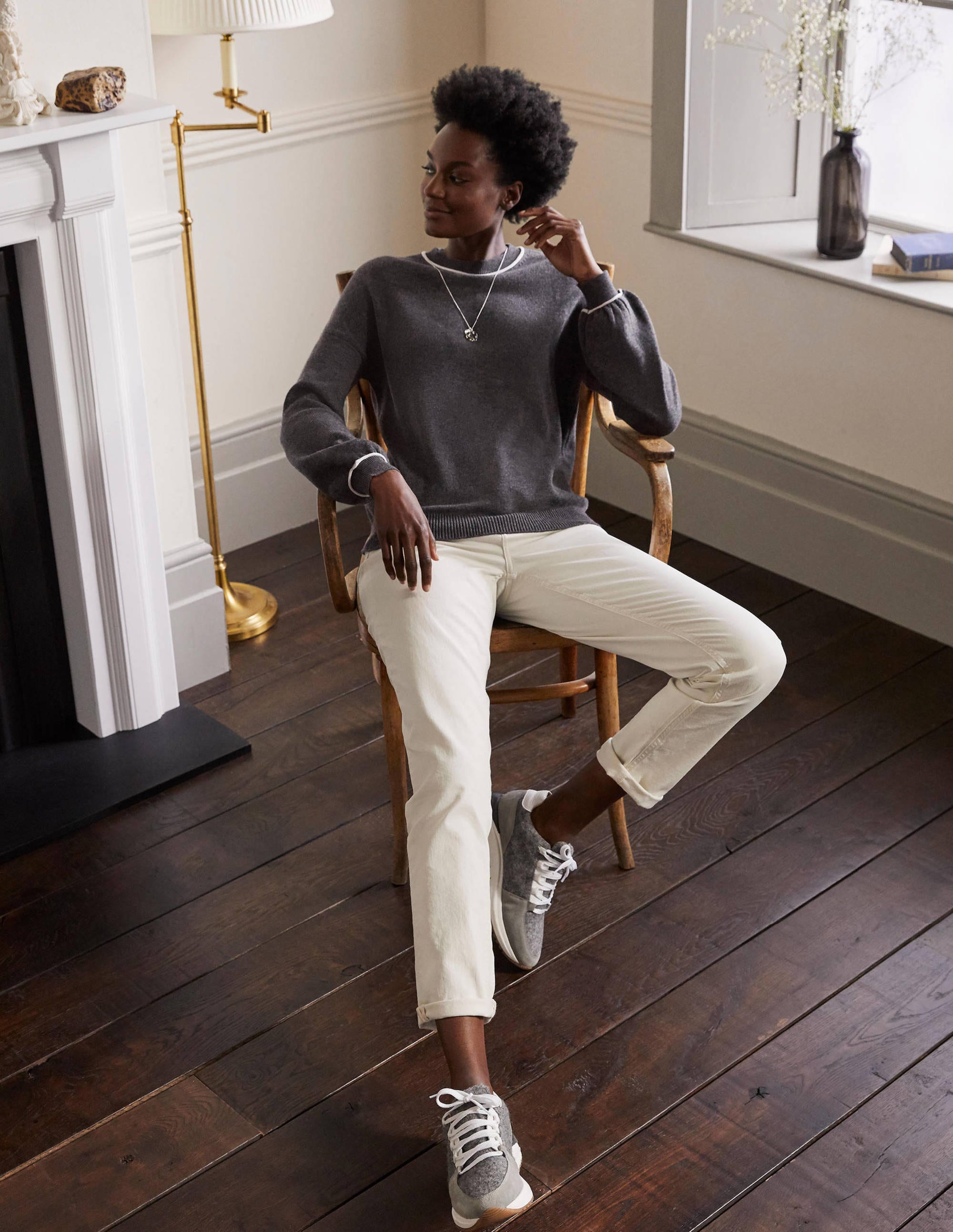 Pull col rond oversize-Anthracite chiné - Image 4