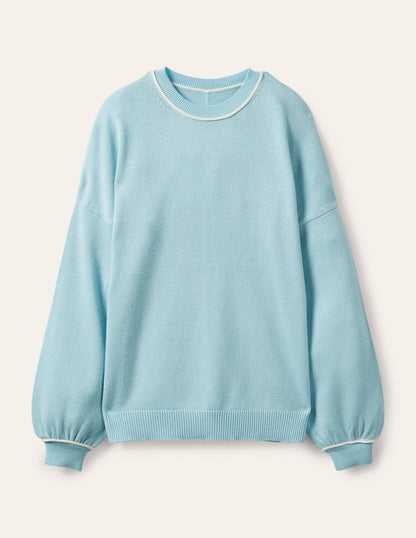 Oversize-Pullover mit Rundhalsausschnitt-Surfblau-5