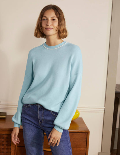 Oversize-Pullover mit Rundhalsausschnitt-Surfblau-4