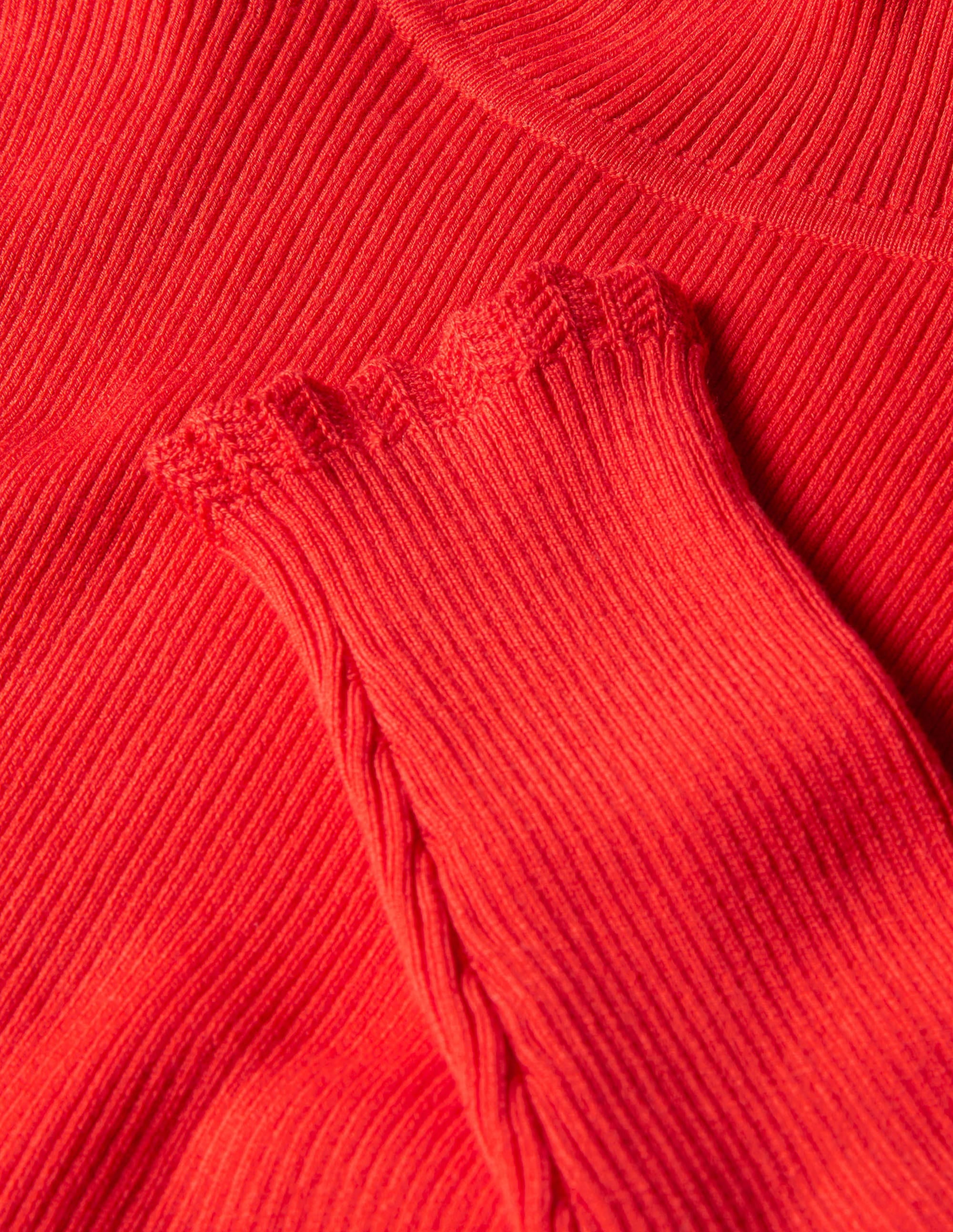 Pullover mit Muschelsaum und hohem Kragen-Kirschrot - Image 6