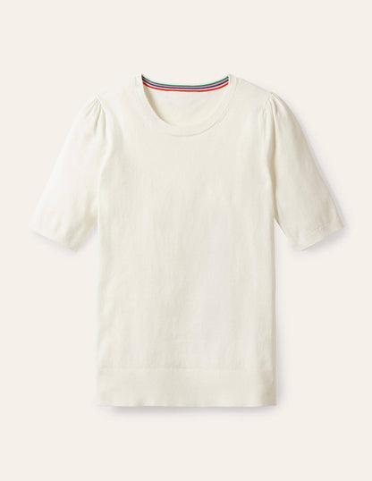 Cotton Crew Knitted Top-Ivory-5