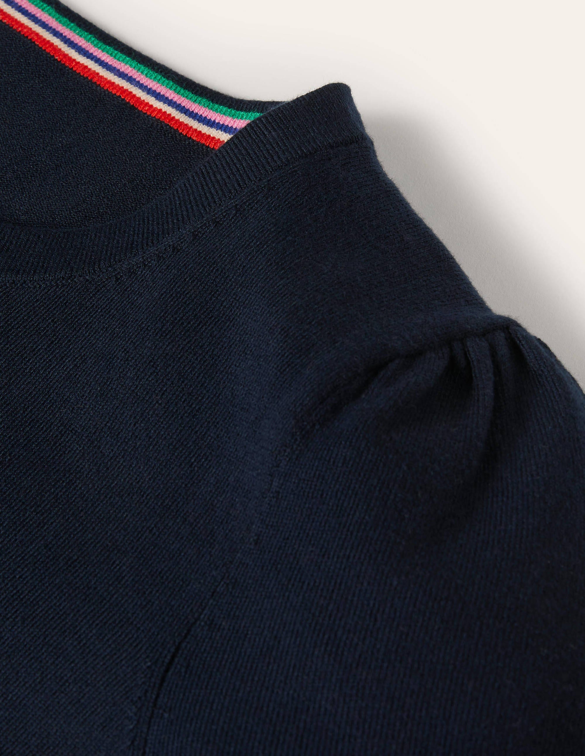 Top col rond en maille de coton-Bleu marine - Image 6