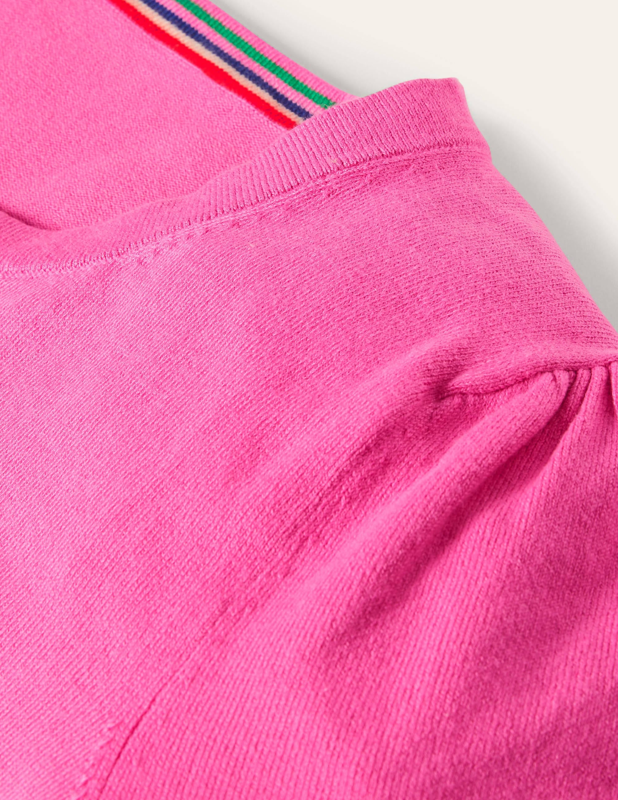 Top col rond en maille de coton-Rose bonbon - Image 6