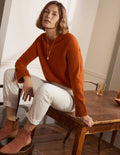 Kaschmirpullover mit Ärmelbündchen-Karneolrot