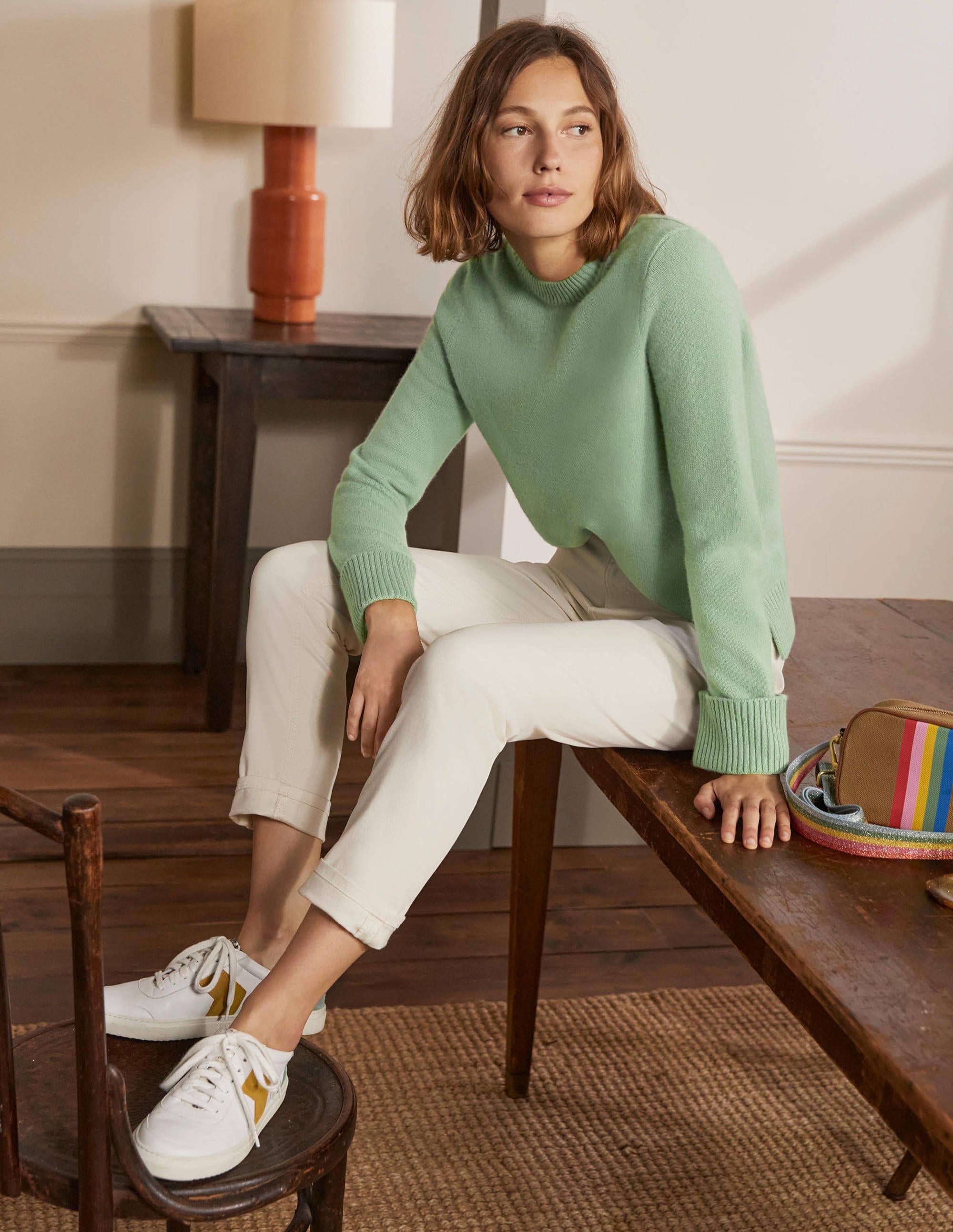 Kaschmirpullover mit Ärmelbündchen-Peridotgrün - Image 1