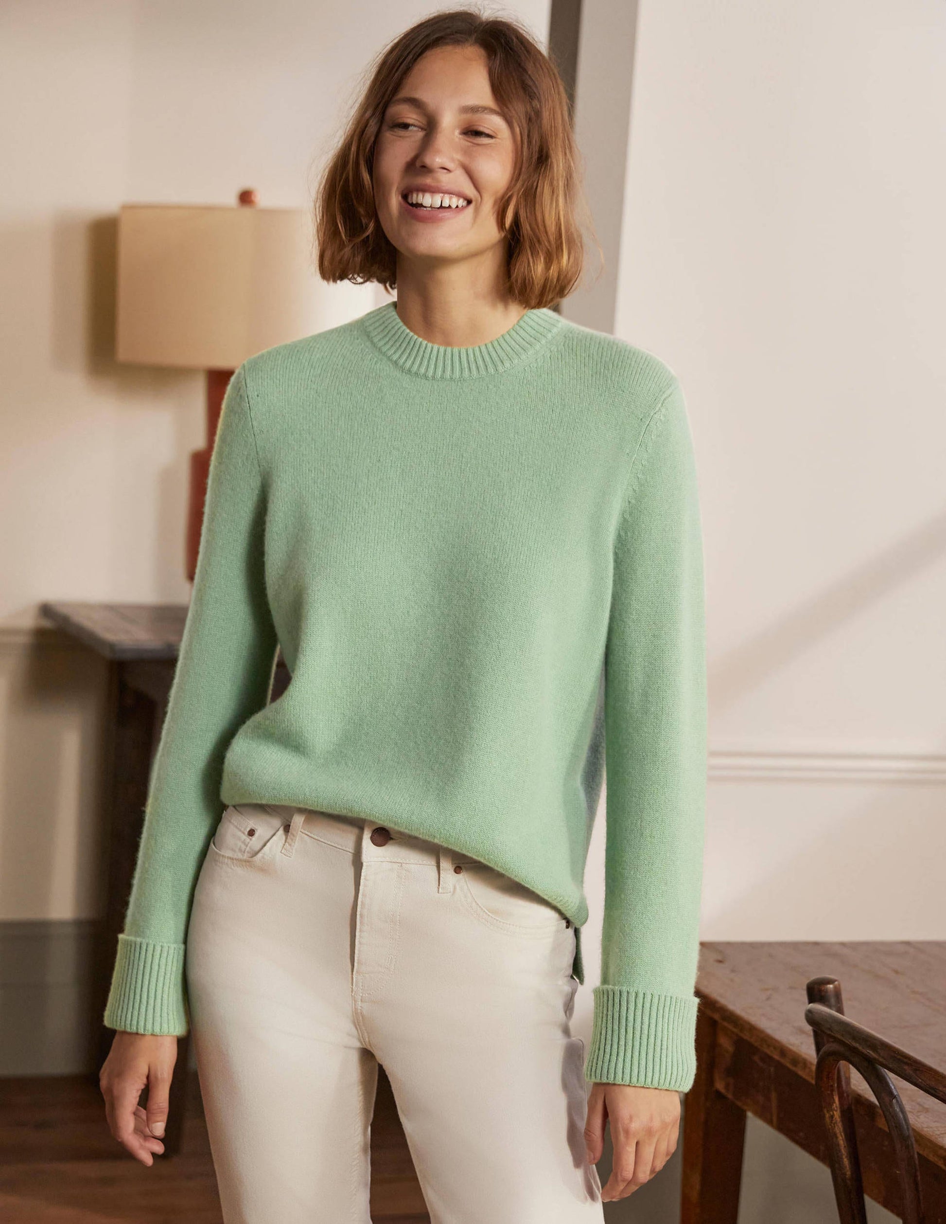 Kaschmirpullover mit Ärmelbündchen-Peridotgrün-4