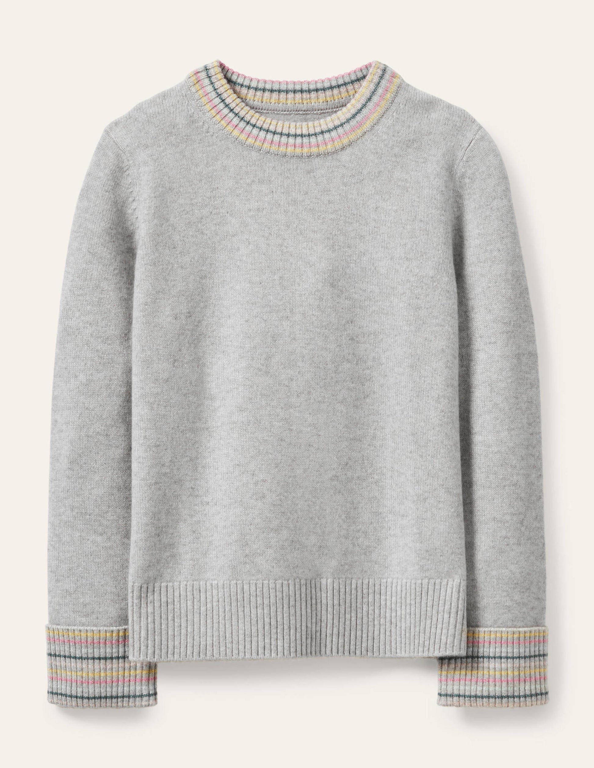 Kaschmirpullover mit Ärmelbündchen-Quarzgrau-5
