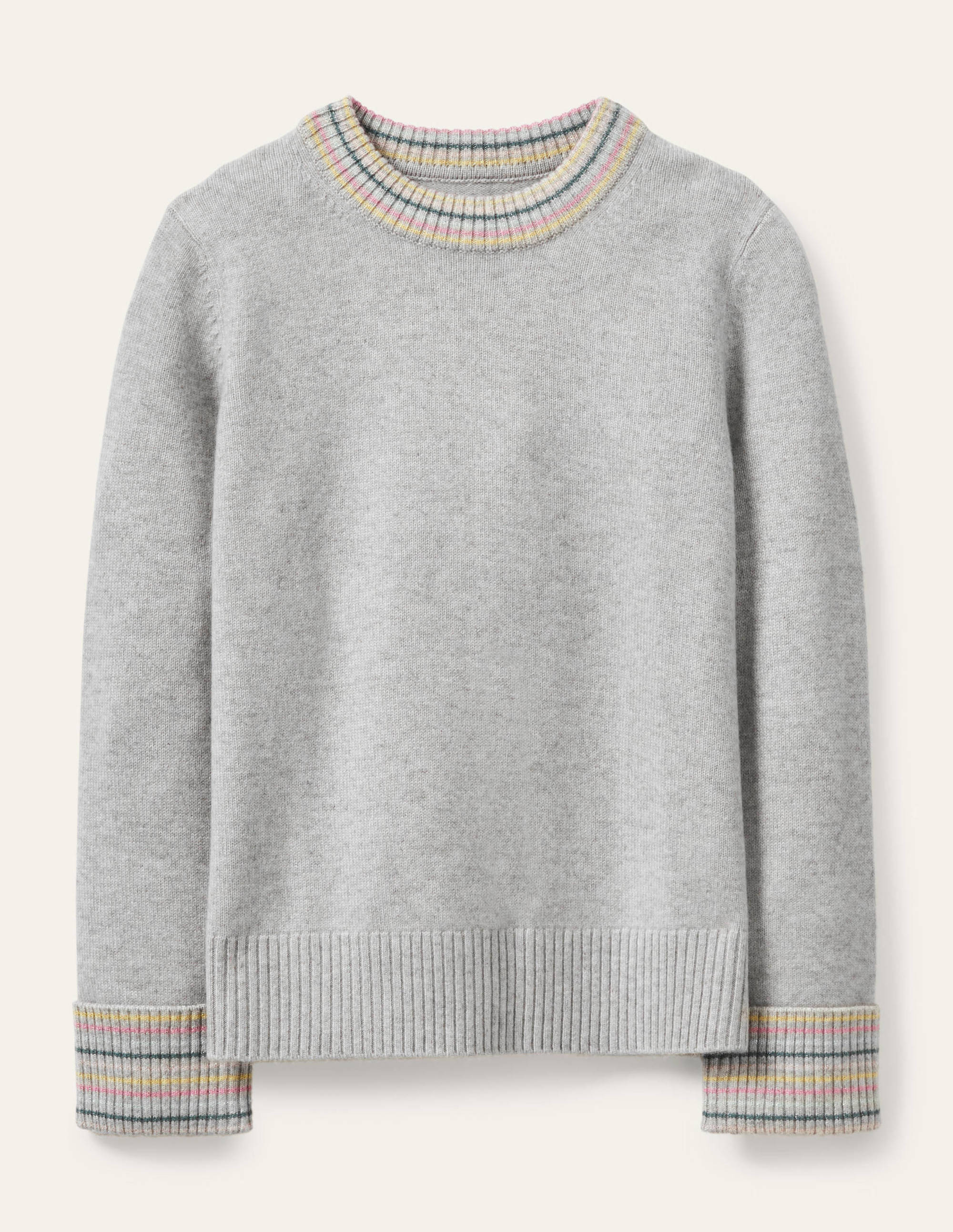 Kaschmirpullover mit Ärmelbündchen-Quarzgrau - Image 5